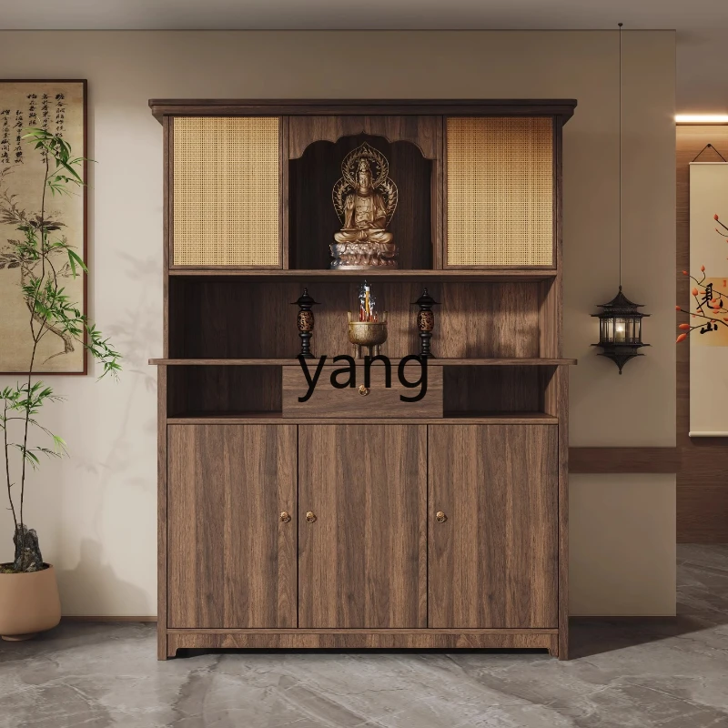 

YHM Buddhist niche household rattan door offering table Buddhist cabinet
