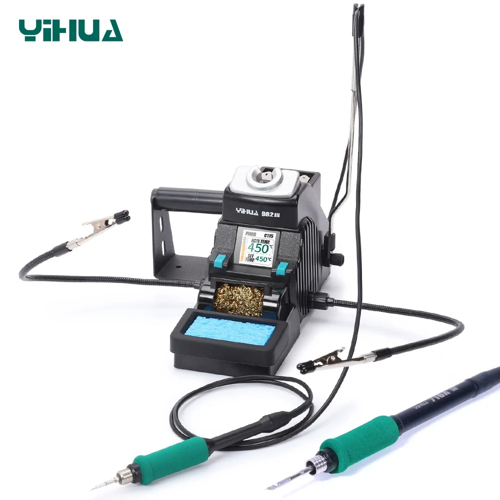 YIHUA 982-III 115/210 Soldering Iron Precision Soldering Station with 2 Help Hands Control Temperature Welding Rework Station