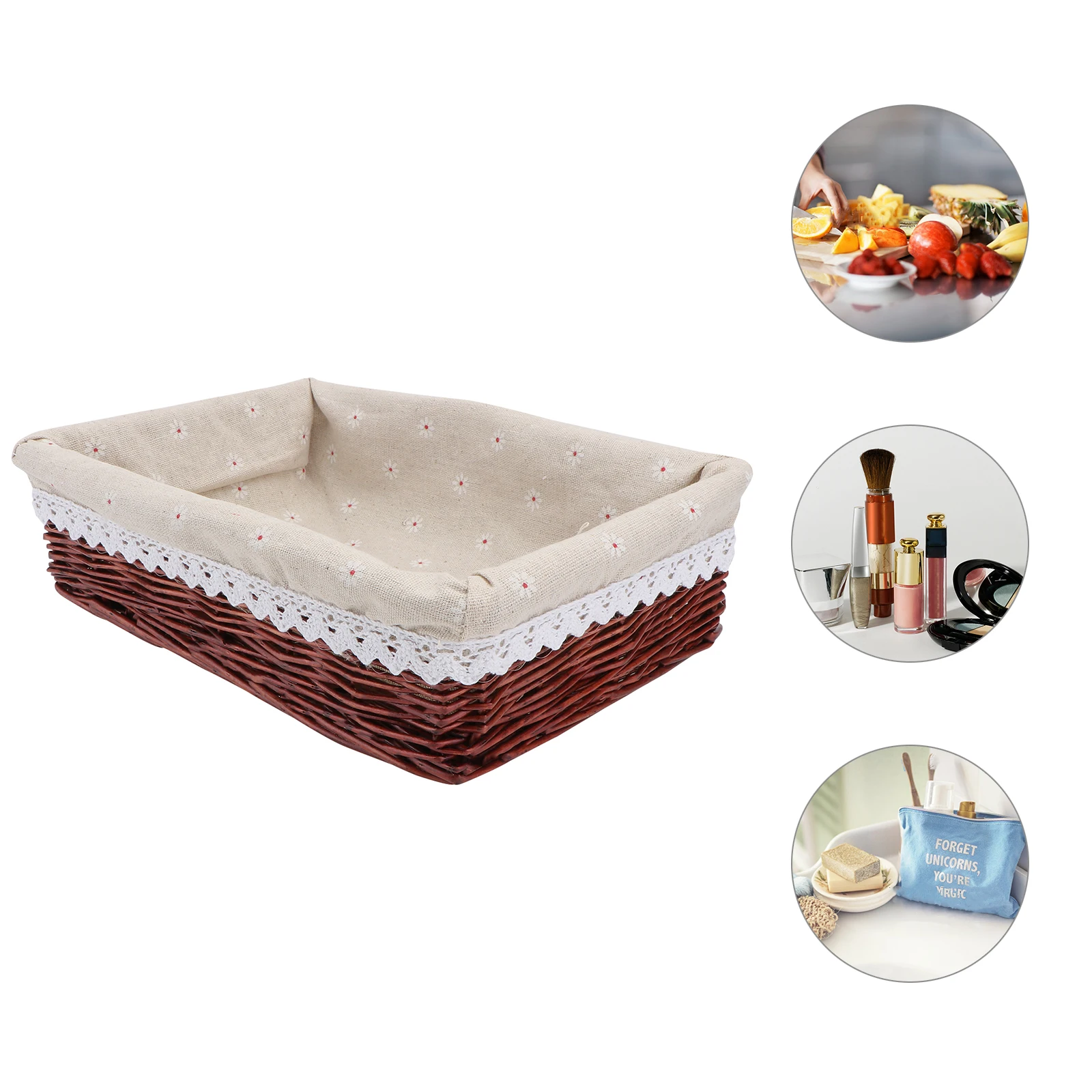 

Rattan Woven Basket Storage Container Decorative Baskets Kitchen Supplies Friendly Practical Stylish