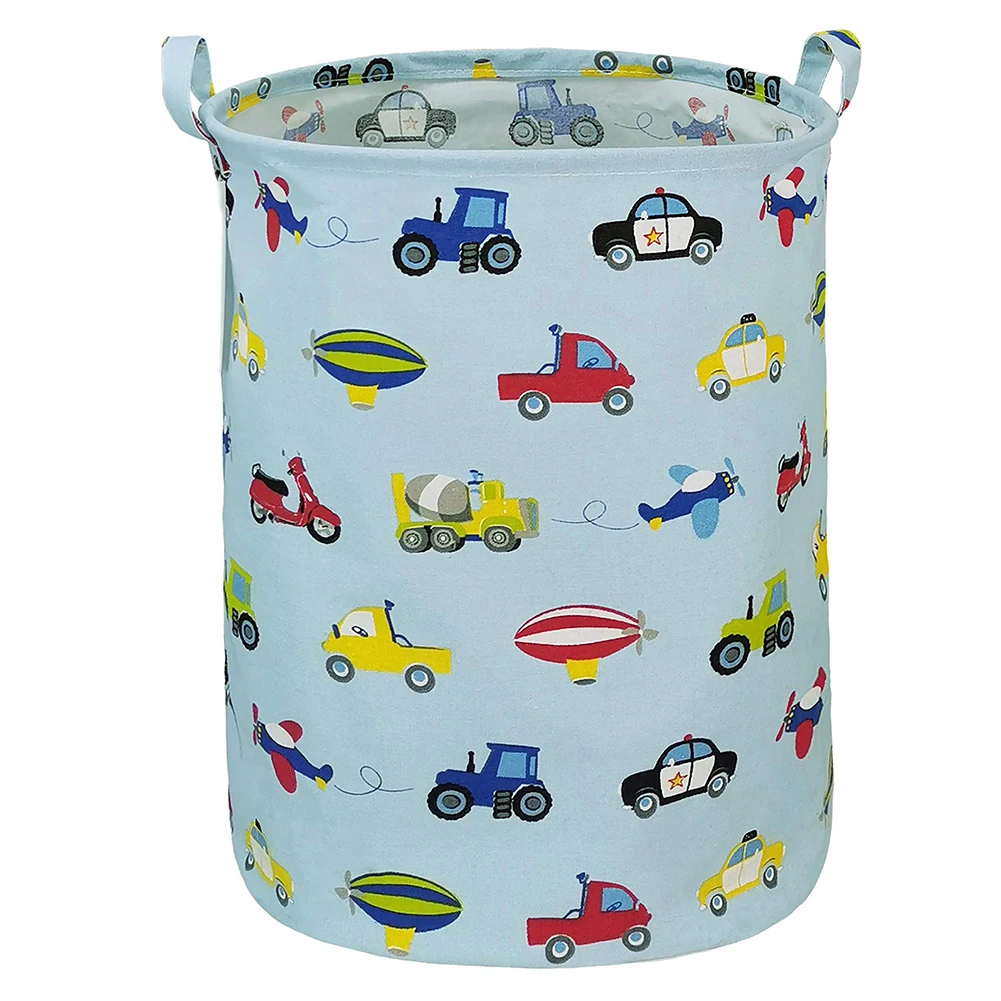 Large Laundry Hamper Toy Storage Bin Nursery Home Canvas Foldable Waterproof Polyethylene Coating For Kids Girls Boys