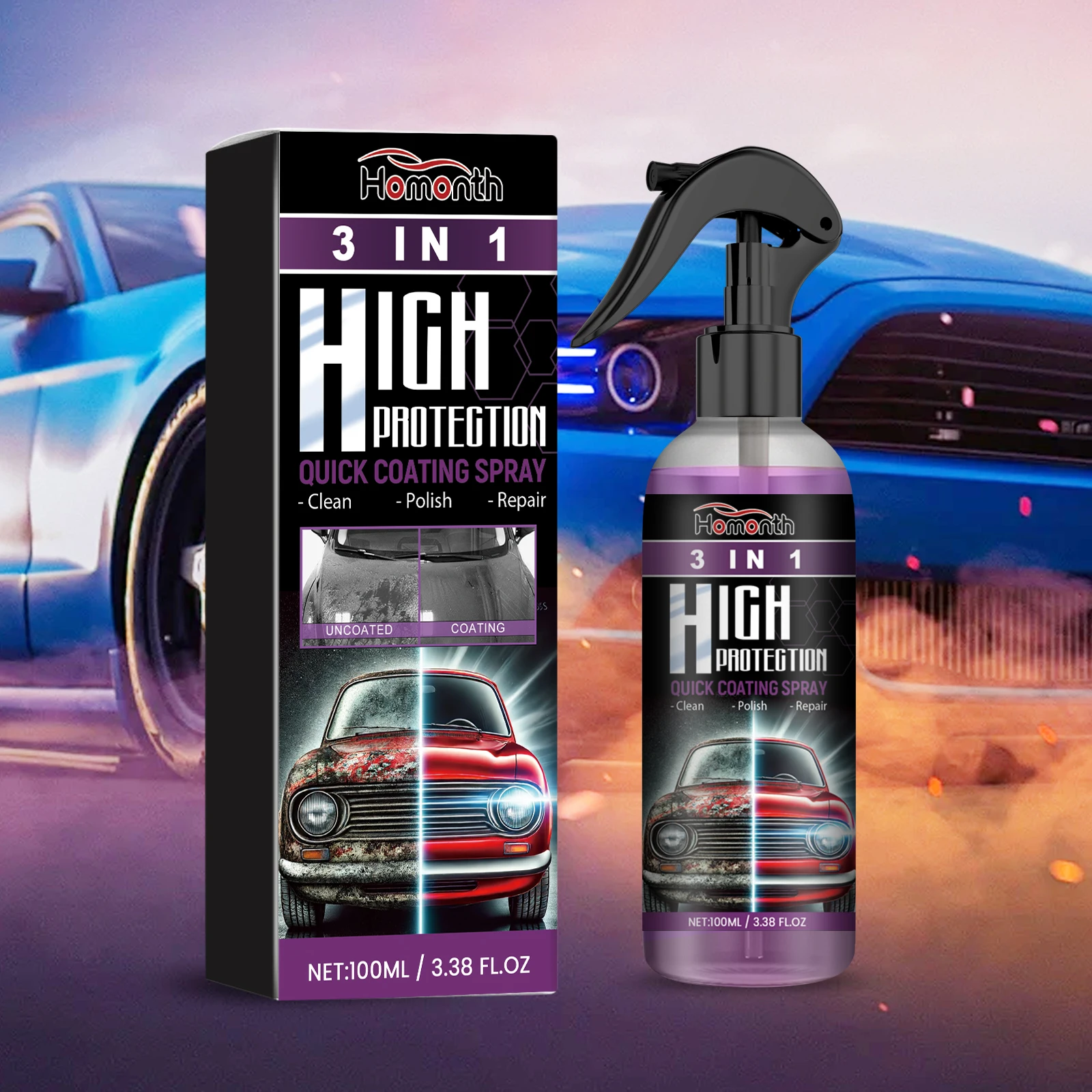 High Protection 3-in-1 Coating Spray Long Lasting Oil, Water, and Stain Resistant Cleaning and Maintenance