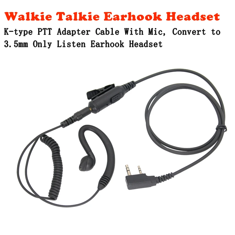 

Walkie Talkie Headset Earphone 2 Pin K Port Two Way Ham Radio Speaker Mic Earpiece For Baofeng BF-888S UV5R UV82 BFR5 Headphone
