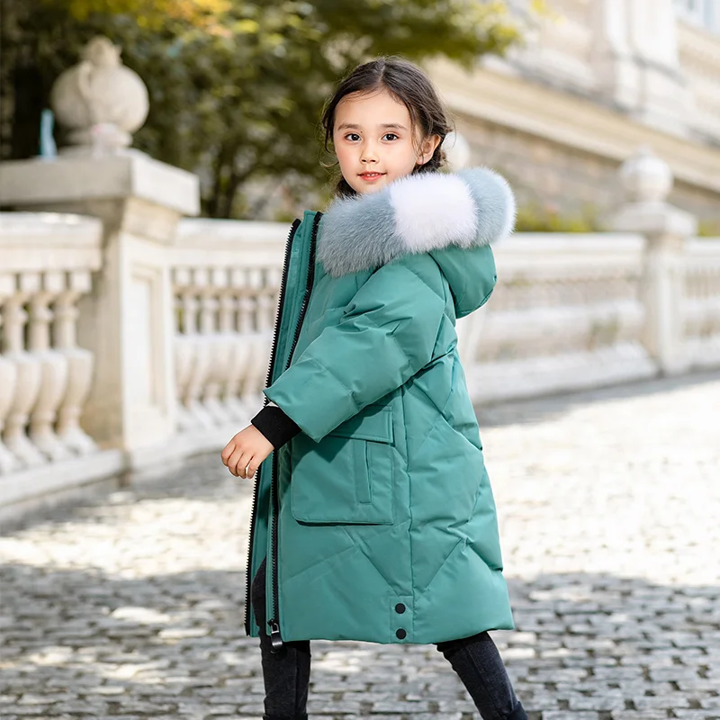 

Russian Girl clothing Warm Winter Parka Outerwear Teenager Outfit Children Kids faux Fur Coat Hooded Jacket toddler girl clothes