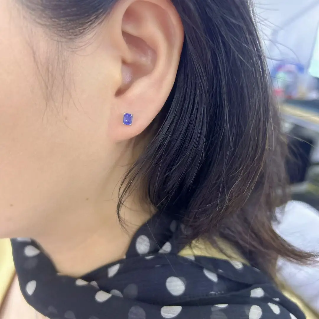 Certificated PT900 Platinum 1.1ct Natural Sapphire Ear Stud Unisex Real Gold Orange/Blue/Green/Purple Gems Earring Women Jewelry view 6