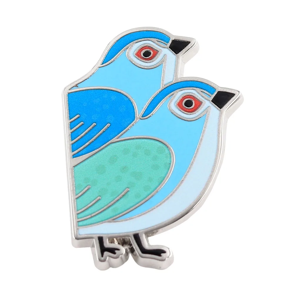 Vintage Nordische Zwei Liebesvögel Emaille-Pins Kreative Niedliche Paar-Vögel-Broschen Volkskunst Tier-Abzeichen Kleidung Rucksack Schmuck – Detail 5
