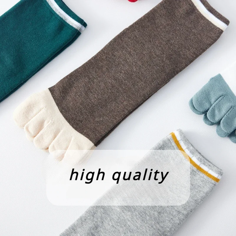 3-5 Pairs Five Finger Socks Men Gym Sport Crew Socks with Separate Fingers Mid Tube Cotton Toe Socks Non-slip Runing Breathable