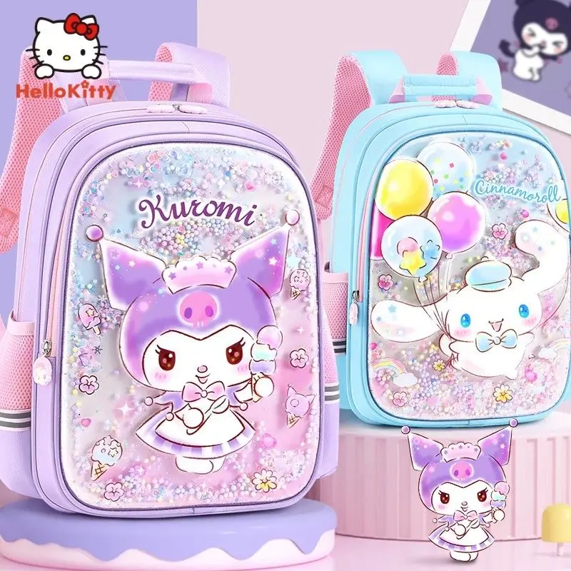 

Anime Sanrios Cinnamoroll Schoolbag Cartoon Kuromi Kids Backpack High Capacity Burden Alleviation Protect Spine Waterproof Gift