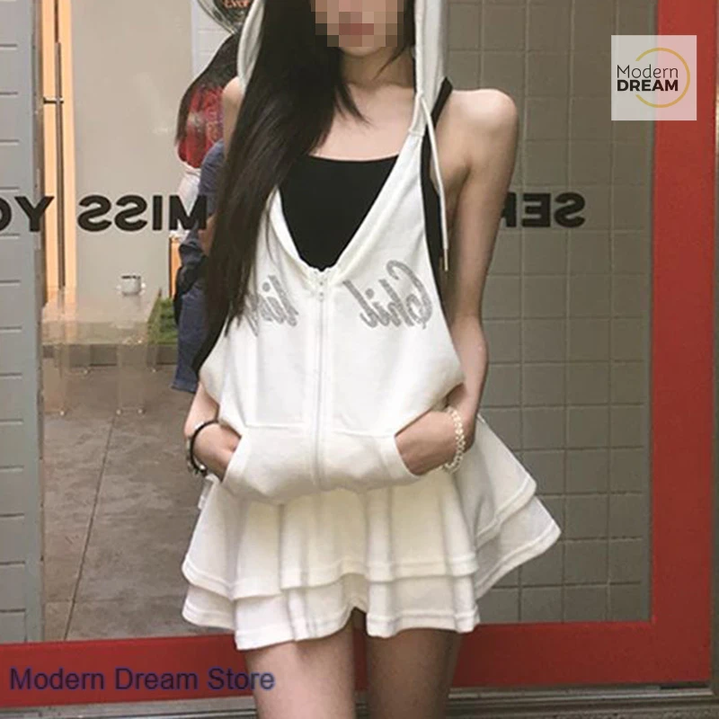 

American spice girls sleeveless waist A-line skirt female summer new fashion Joker sexy backless fried street spice girls dress.