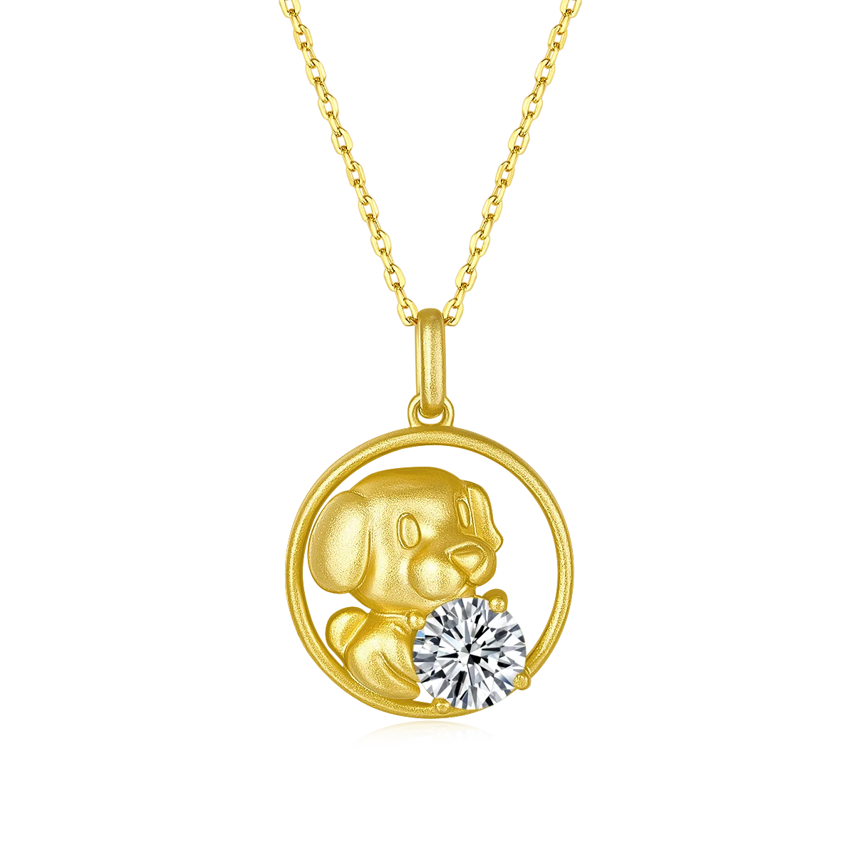 

Chinese Zodiac Dog Moissanite Stone 925 Silver Necklace 1.0 Carat Jewelry