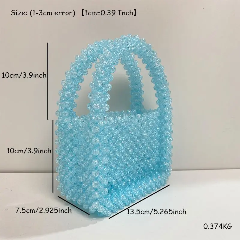 Ins Colorful Green Beaded Woven Women\'s Bag New Fashionable Sparkling Spring Summer Ladies Handbag Unique Design Customization