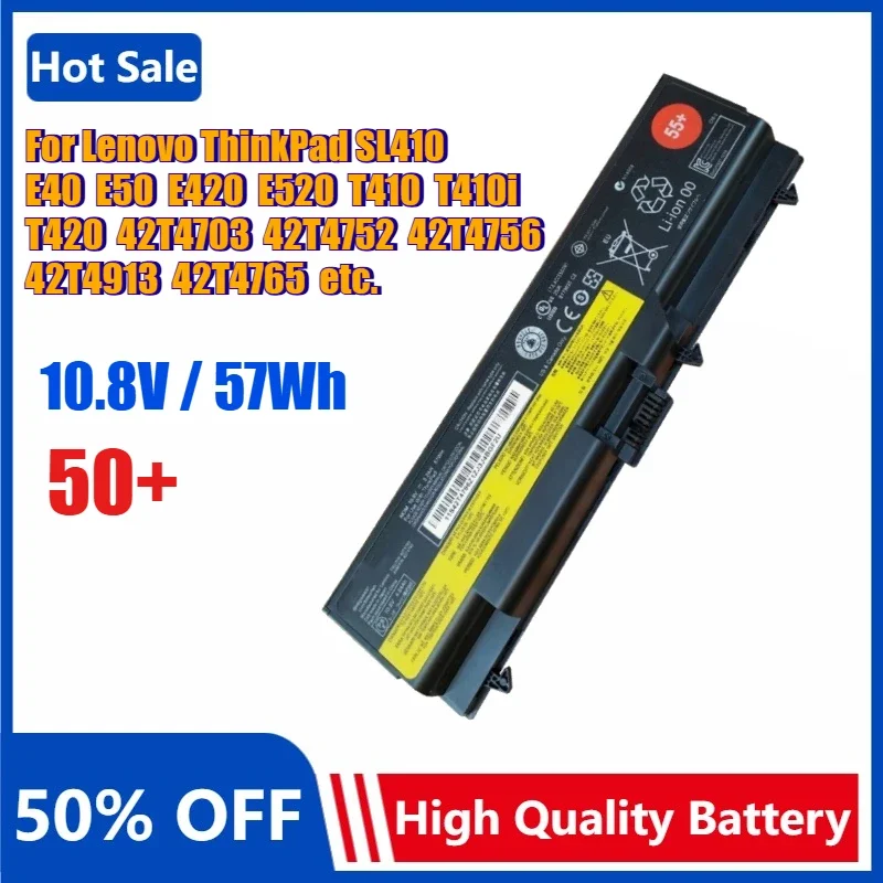 

10.8V 57Wh Laptop Battery for Lenovo ThinkPad SL410 E40 E50 E420 E520 T410 T410i T420 42T4703 42T4752 42T4756 42T4913 42T4765