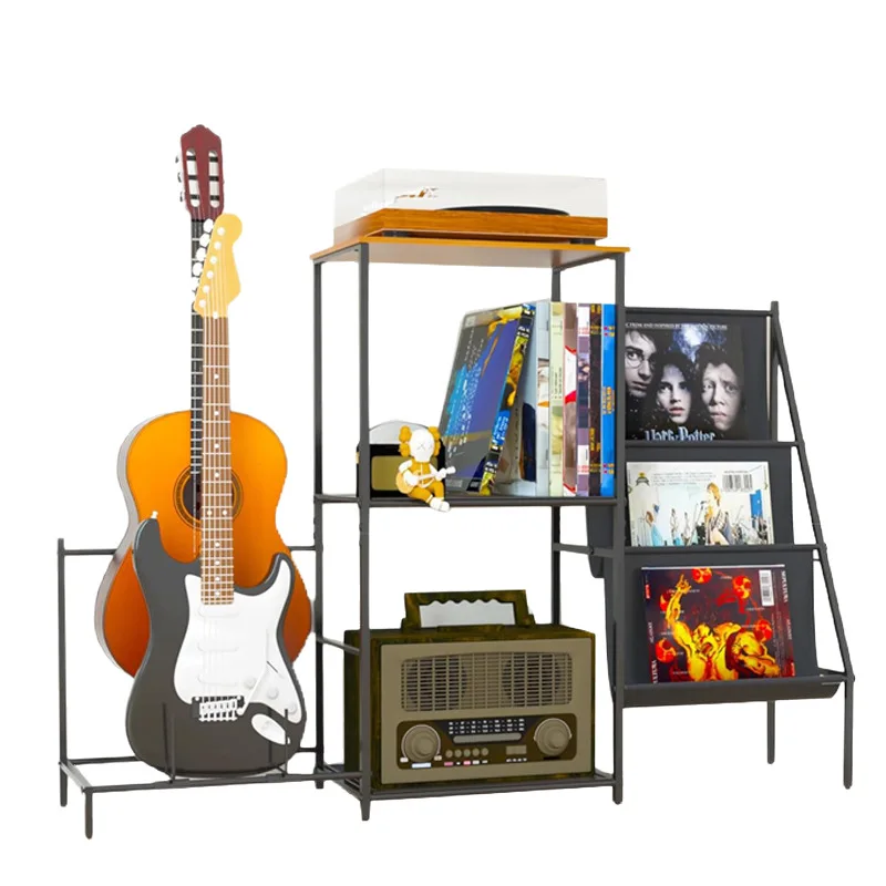 

record guitar rack finishing storage display Multi-layer floor-to-ceiling home