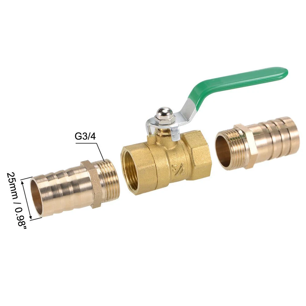 

Надежный латунный клапан диаметром 25 мм, легкая установка, Φ содержимое 1 x шаровой клапан 1 x Резьбовая уплотнительная лента 2 x зажимы для шланга