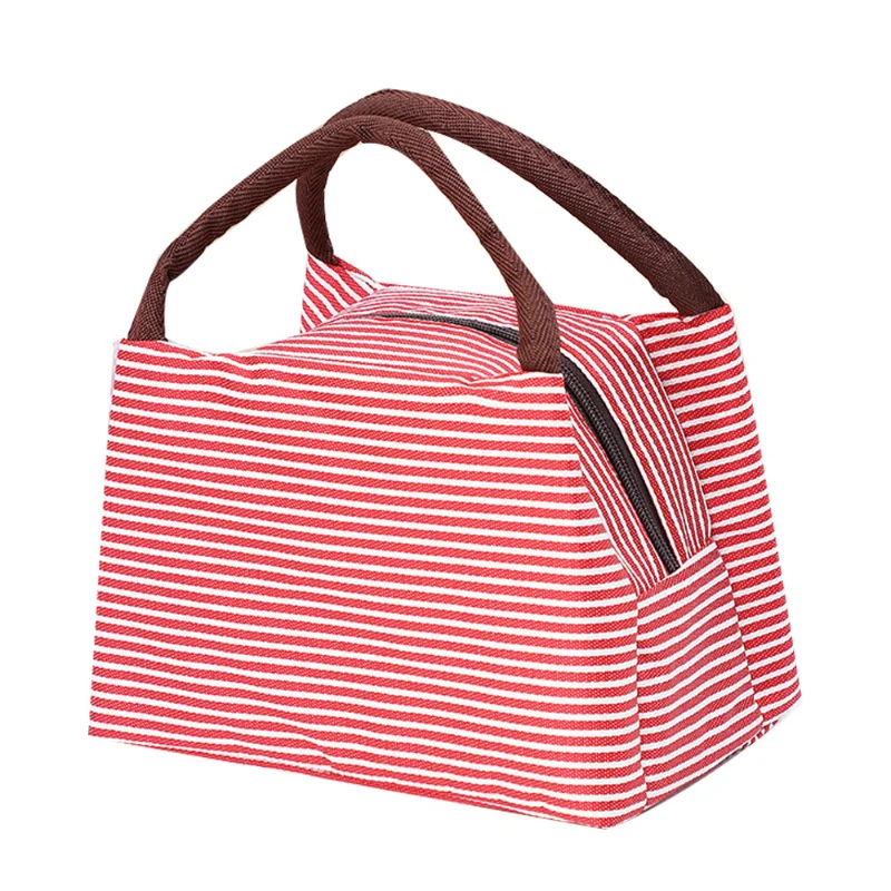 Striped Lunch Bento Box Striped Insulated Lunch Bag for Children Lunch Box Bag for Women Handbags Cooler Bags Сумка Холодильник