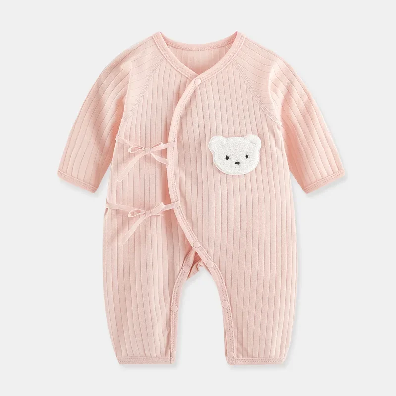 Newborn Clothes Boneless Clothes Spring Autumn Romper 100 Cotton Long Sleeve Baby Bear Bottom Thin Jumpsuit Loungewear Outfit