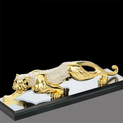 Metal Traditional Tiger Model Alloy Golden Leopard Figurine Office Desktop Ornaments Wealth Car Interior Crafts Home Decoration