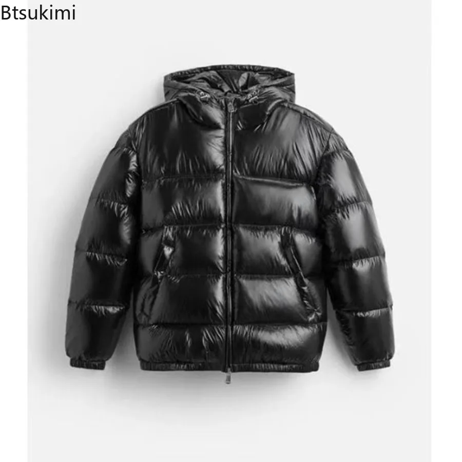 Autumn Winter New Men's Fashion Simple Cotton-padded Coats Casual Zipper Hooded Down Cotton Jackets Solid Cold-proof Warm Parkas
