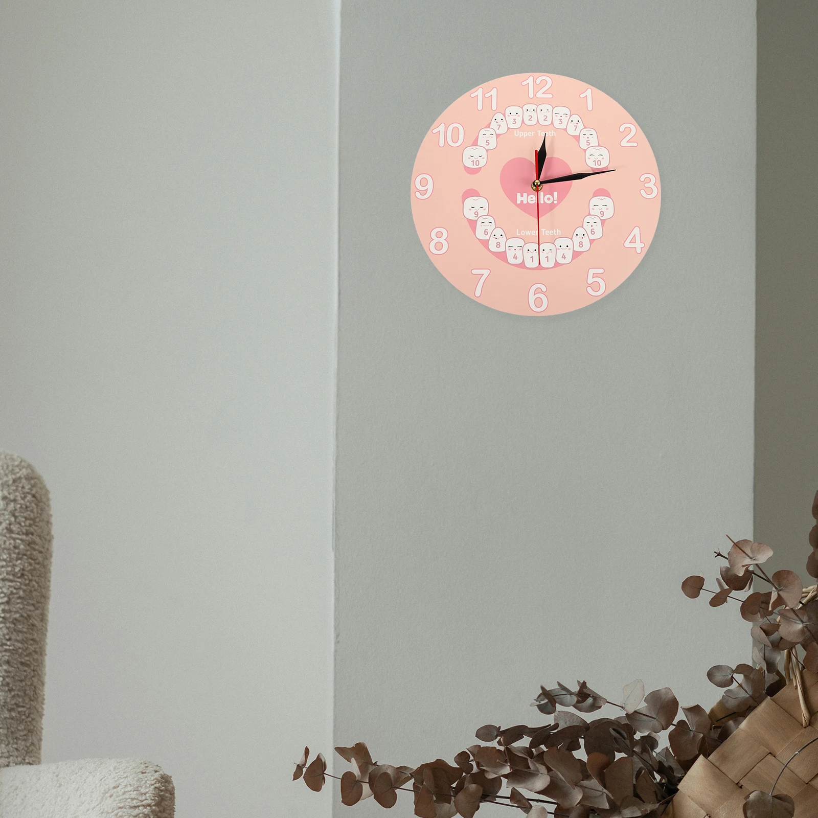 

Baby Teething Kids Teething Clock Wall Decor Living Room Silent Home Decorative Clocks Plastic Child Teeth Tracking