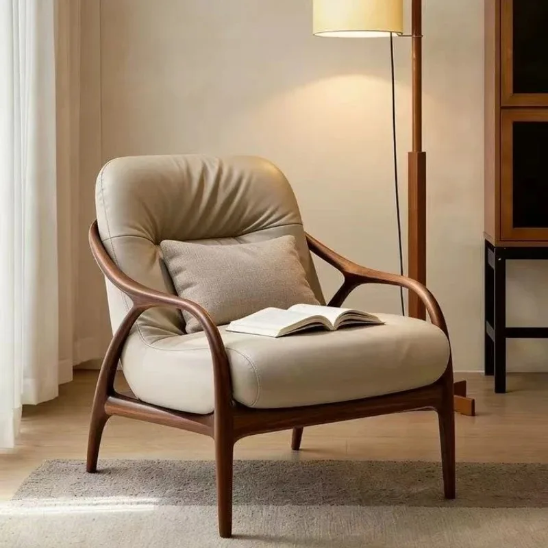 

Medieval solid wood single casual sofa chair, new Chinese modern simplicity