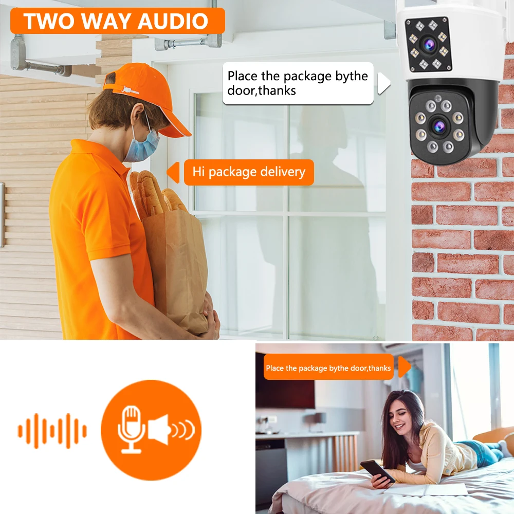 8MP 4K Dual Lens Wifi PTZ Camera Smart Home Night Vision Dual Screen Outdoor 4MP Security Protection CCTV IP Camera O-KAM APP