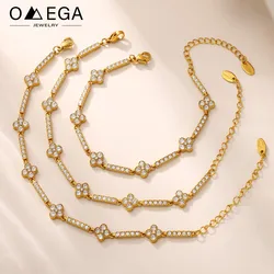 316L Stainless Steel Chain Bracelets With Zircon For Women 18k Gold Plated Adjustable Women's Hand Bracelet Luxury Woman Jewelry