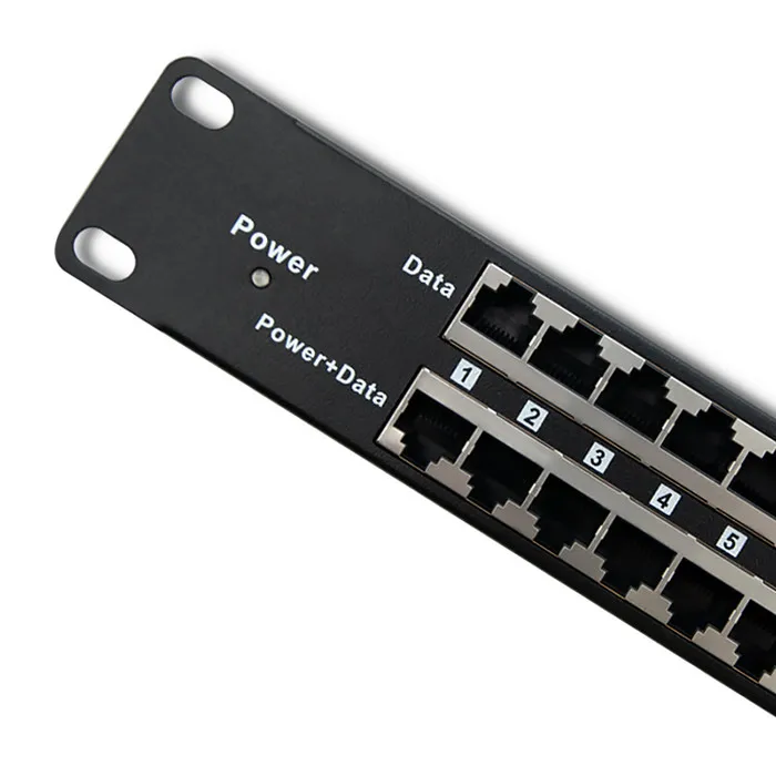Qoltec Patchpaneel RACK | 48V | 24 Poorten | Passieve PoE-injector | Zwart