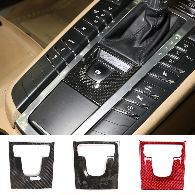 

Real Carbon Fibre Car Console Handbrake Parking Brake P Button Switch Gearshift Panel Cover Trim For Porsche MACAN 2014-2021