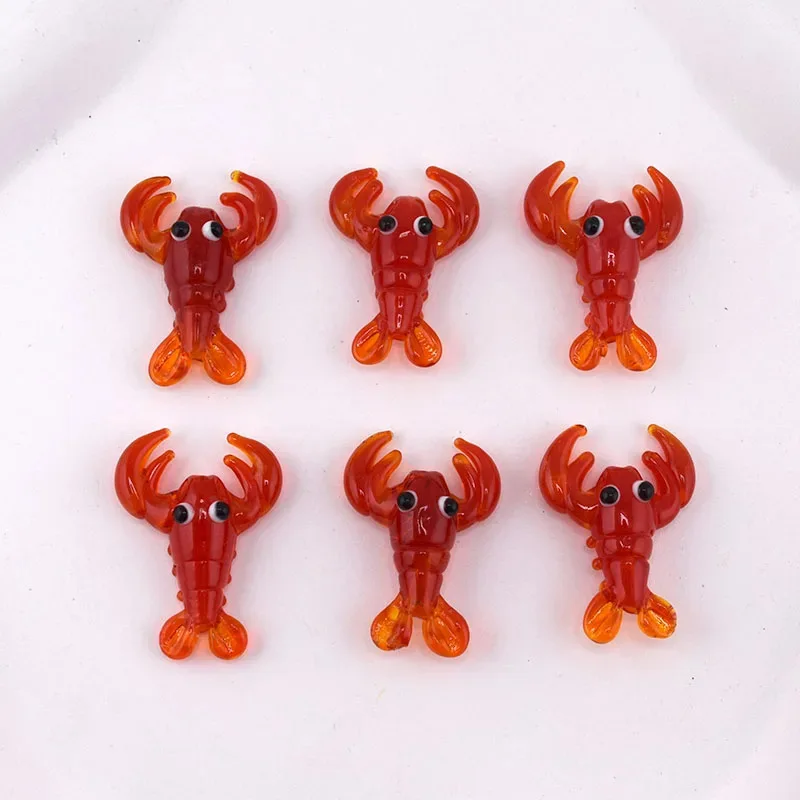 2pcs 30x23mm Handmade Lampwork Crayfish Beads For Jewelry Making Red Lobster Murano Glass Prawn Shrimp Bead DIY Pendant Gifts