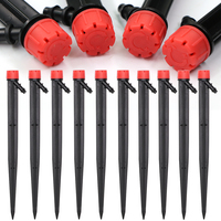 10PCS Garden Micro Spray Sprinkler 18cm Stake 8-Hole Emitters Adjustable Drip Irrigation Nozzle for 4/7mm Hose Watering Systems