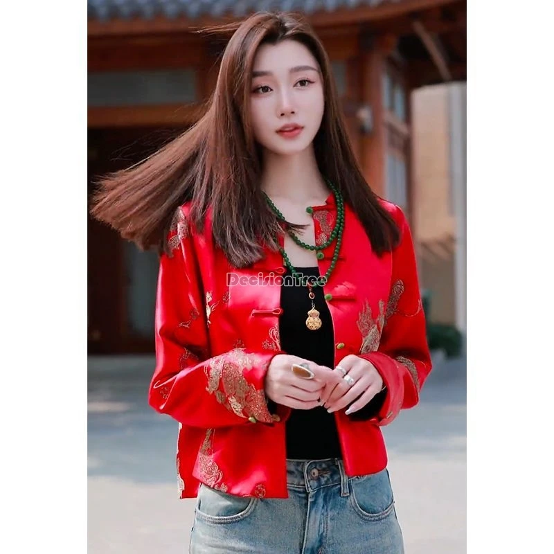 2025 fashion design sense chinese style button tang suit top vintage dainty temperament versatile coat elegant long sleeved coat