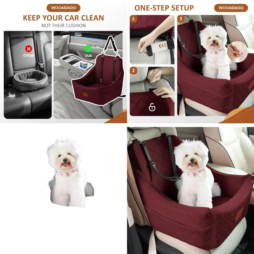 

Автокресло для собак среднего размера до 40 фунтов, удобная дорожная кровать с каналами ремня безопасности, съемное и моющееся, регулируемые ремни