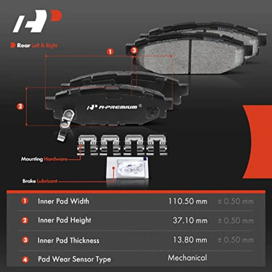 مجموعة وسادات فرامل قرصية سيراميك أمامية وخلفية من A-Premium مع أجهزة كاملة لموديلات سوبارو المختارة بما في ذلك فورستر 2009-20