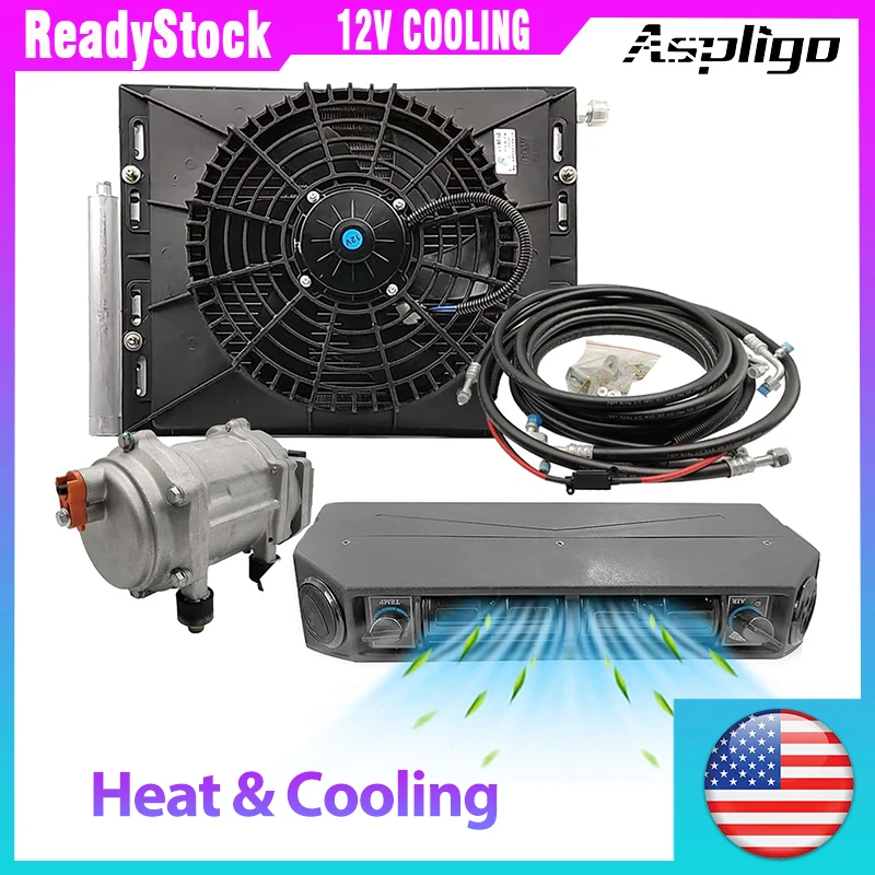 

Aspligo 12V 24V Electric Car Air Conditioner Heat and Cool Underdash Air Conditioning for Automotive Truck Camper Van Motorhome