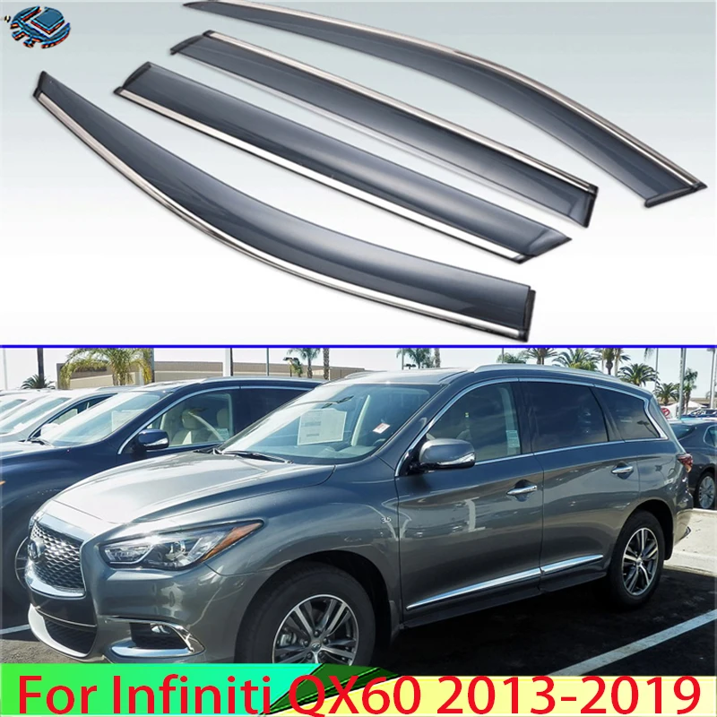 

For Infiniti QX60 2013-2019 Plastic Exterior Visor Vent Shades Window Sun Rain Guard Deflector 4pcs 2014 2015 2016 2017 2018