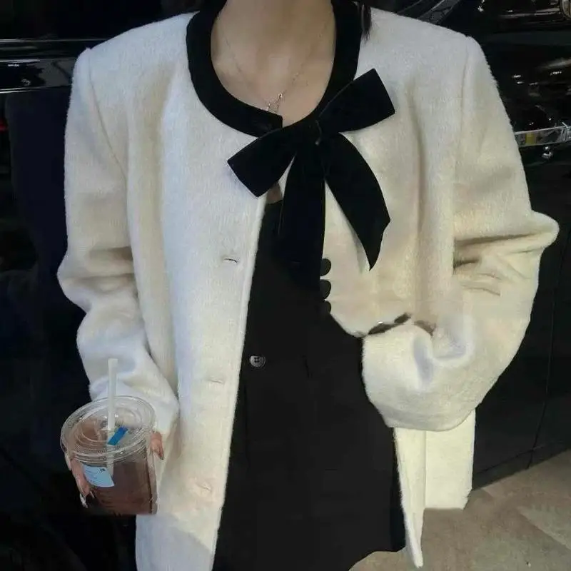 Preto veludo arco broche camisa camisola decoração outono inverno acessórios de moda feminina