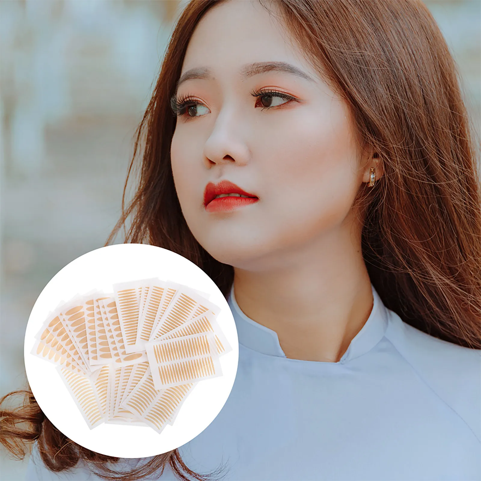 1Set Lace Mesh Double Eyelid Tape Invisible Skin Tone Breathable Eyelid Lifter for Hooded Eyes Eye Lift Tape Natural Youthful