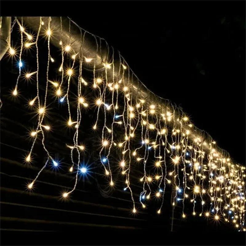 Solar Icicle String Lights 3.5M 96 LEDs Waterproof Indoor Outdoor Decoration for Yard Garden Party Wedding Curtain Lighting