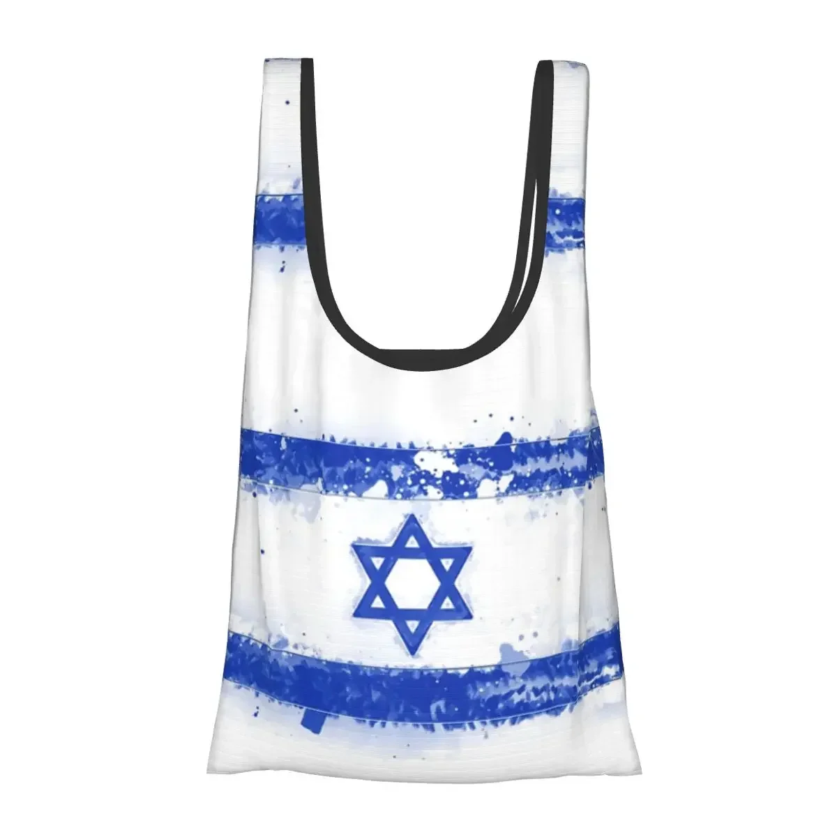 Israel Grunge Flag Portable Tote Shopping Bags Foldable Shopper Bag Groceries Handbag Shoulder Bag
