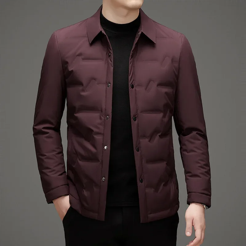 Luxury Warm Lightweight Down Jacket Autumn New Men's Down Coat White Duck Down Lapel Trendy Cold Protection Puffer Jacket Chic