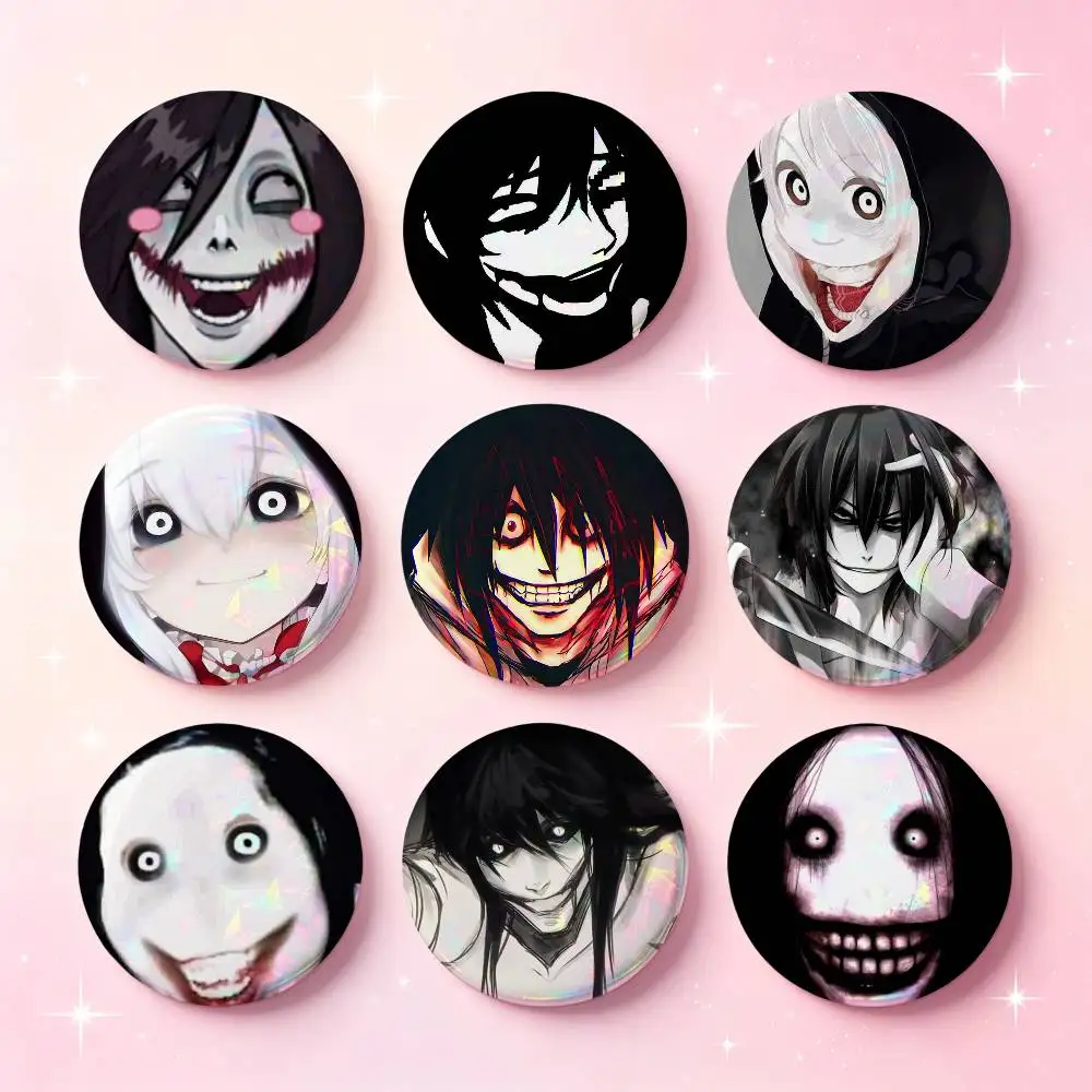 Creepy Urban Killer Jeff Badges 25 32 44 58 75 Mm Round Cosplay Pin Bag Decor Fans Collect Friends Gifts Brooch Souvenir