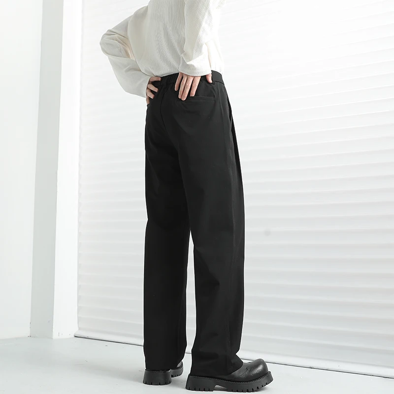 Мужские летние драпированные прямые брюки для костюма, повседневная одежда, свободный крой, деловые повседневные широкие брюки, легкие и против морщин