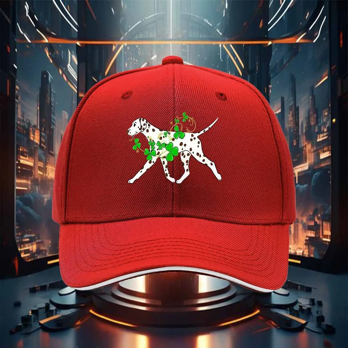 Dalmatian Shamrock Baseball Cap Unisex Casual Polyester Curved Brim Hat St Patrick Day Adjustable