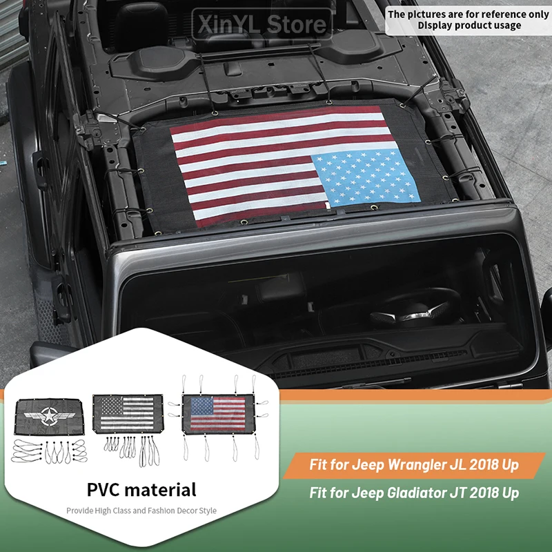 

Car Top Roof Sunshade Cover Front Door 0Heat insulation Net Mesh For Jeep Wrangler JL / Gladiator JT 2018 up Accessories