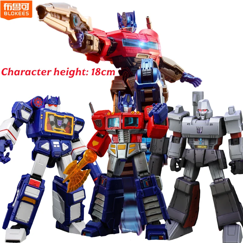 18-centymetrowe figurki LED Blokees Transformers ‌   Orion Pax Optimus Prime Soundwave Megatron Klocki Zabawki Figurki Akcji Model Anime G1 Prezenty