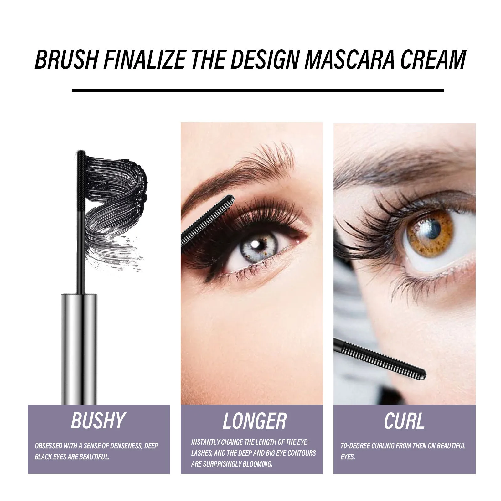 Volumen Mascara Curling verlängern dauerhafte wasserdichte schnell trocknende nähren dicke Wimpern verlängerung wisch feste Seiden faser Wimpern creme