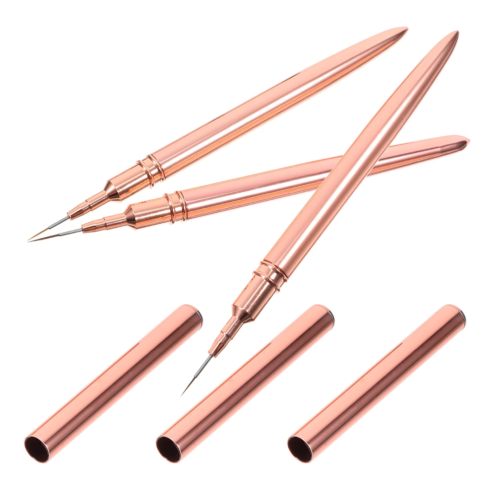 

3pcs Golden Copper Nail Art Brushes 7MM 9MM 11MM Sizes Drawing Pen Liner Professional Supplies Salon Use Stylish Gift Portable