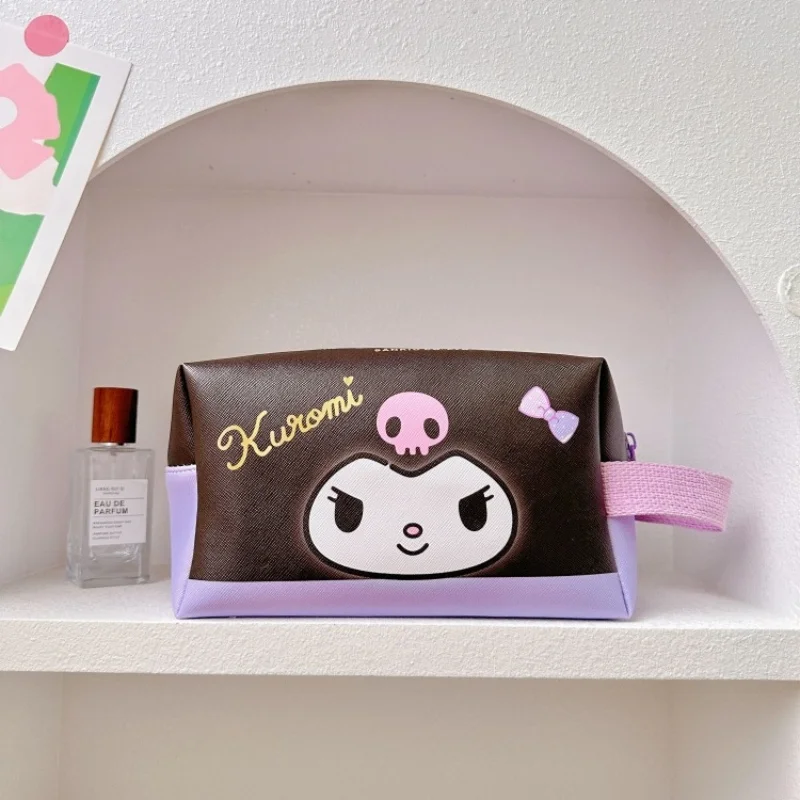 Sanrio Hello Kitty borsa cosmetica portatile da donna Cartoon Cute Girl Heart Melody Kuromi borsa da viaggio di grande capacità