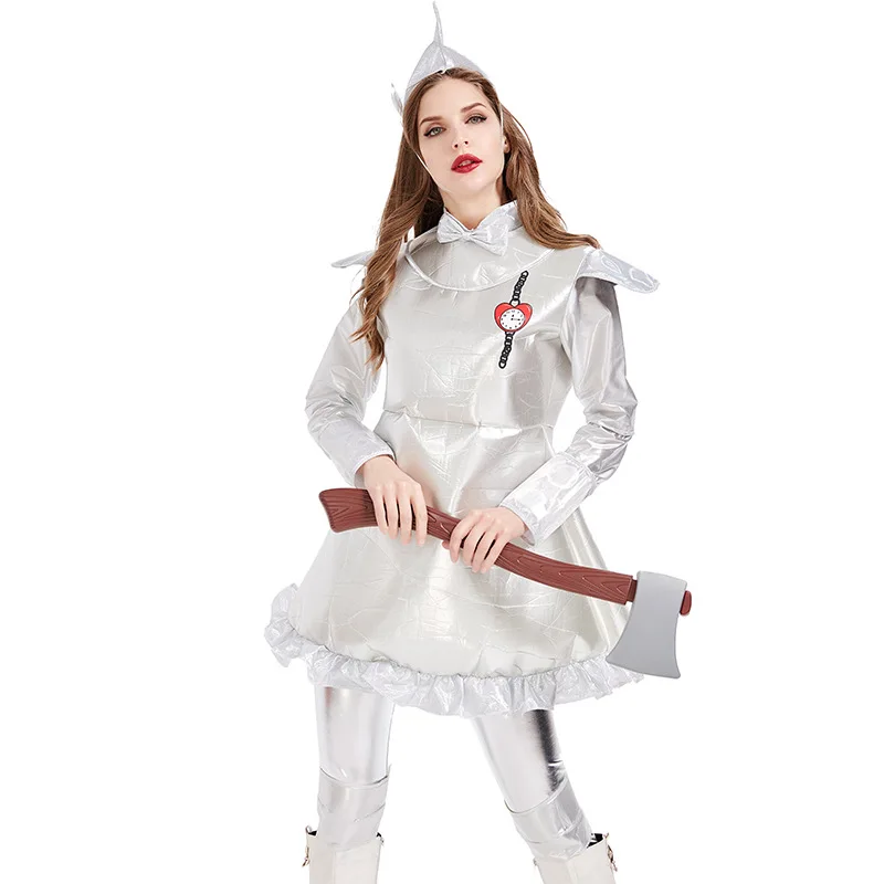 Halloween Wizard of Oz Tin Man Costume for Women Carnival Role Play Tinman Cosplay Outfit Costume Clown Circus Party Fancy Dress