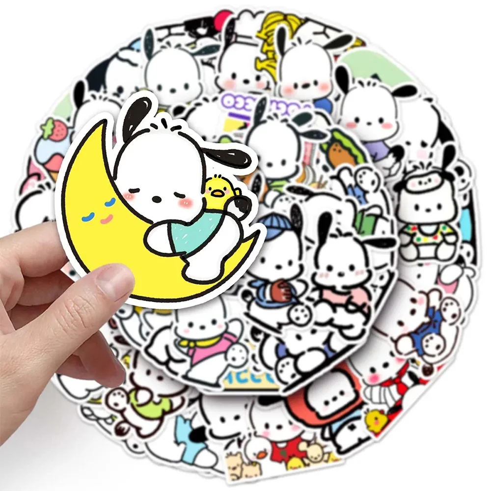 10/30/50pcs Cute Pochacco Anime Stickers Sanrio Graffiti Sticker DIY Phone Skateboard Notebook Kawaii Cartoon Decal for Kids Toy