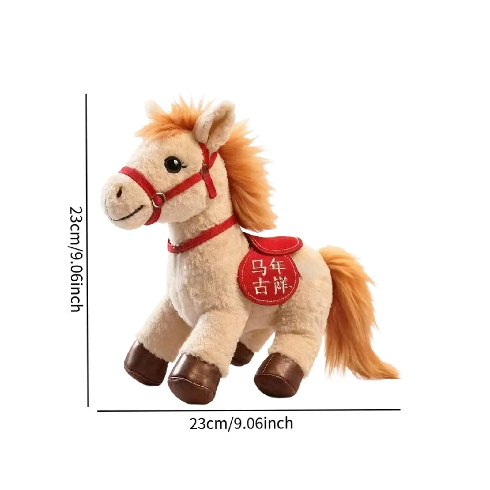 Horse Plush Stuffed Animal Toy PP Cotton Adorable Plushie Blessing Ornament for Child Birthday Spring Festival Decor